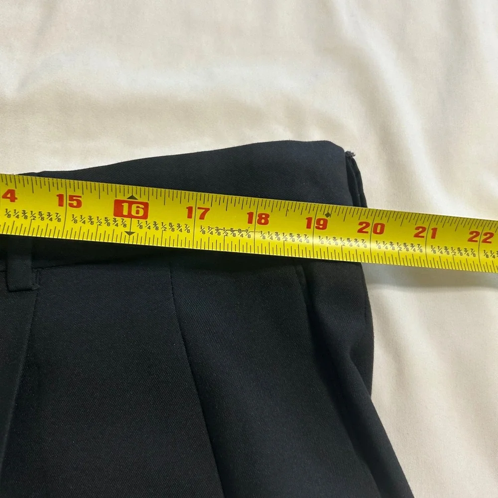 Stafford Travel Classic Fit Black Sharkskin Pleated Cuffed Dress Pants 42x30